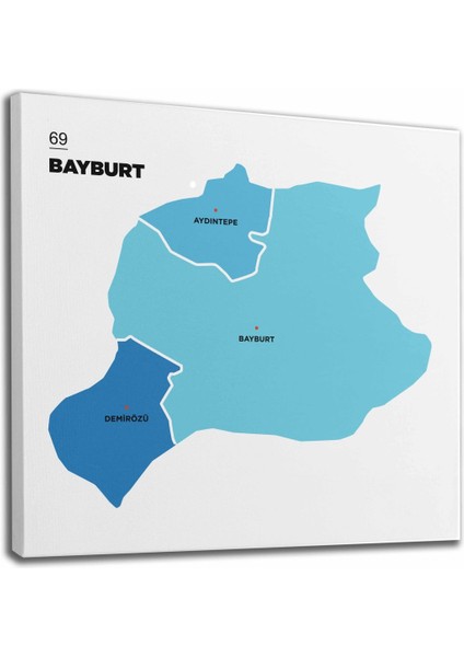 Bayburt Ili ve Ilçeler Haritası Dekoratif Kanvas Tablo 1290 fiyatları