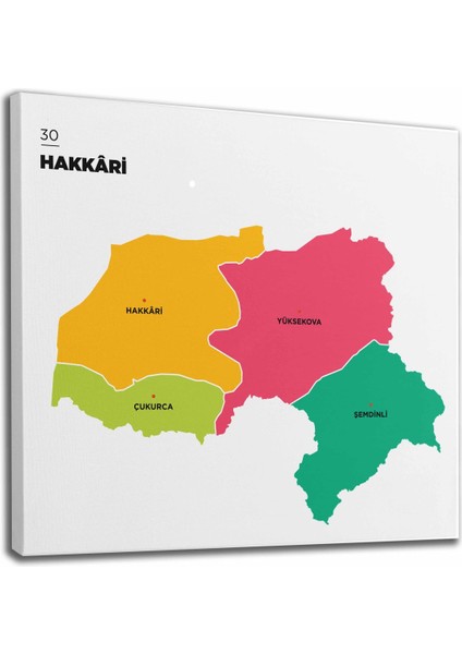 Hakkari Ili ve Ilçeler Haritası Dekoratif Kanvas Tablo 1351 fiyatları