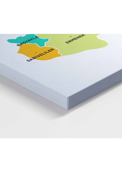 Karaman Ili ve Ilçeler Haritası Dekoratif Kanvas Tablo 1376