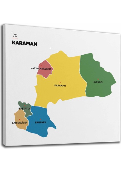 Karaman Ili ve Ilçeler Haritası Dekoratif Kanvas Tablo 1377 fiyatları