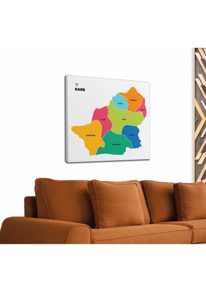 Kars Ili ve Ilçeler Haritası Dekoratif Kanvas Tablo 1379