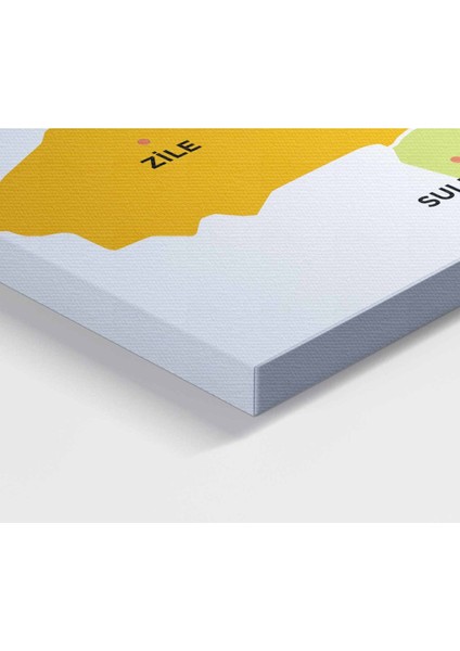 Tokat Ili ve Ilçeler Haritası Dekoratif Kanvas Tablo 1466 modelleri