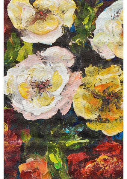 Çiçek Buketi Yağlıboya Görünüm Dekoratif Kanvas Duvar Tablosu modelleri