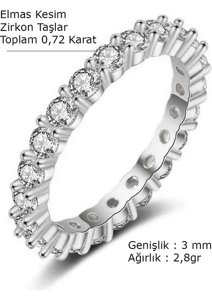 Tamtur 2,58 Karat Elmas Kesim Zirkon Taşlı 925A Gümüş Yüzük indirimleri