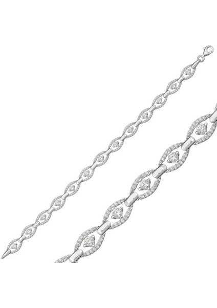 Gümüş Oval Su Yolu Bayan Bileklik