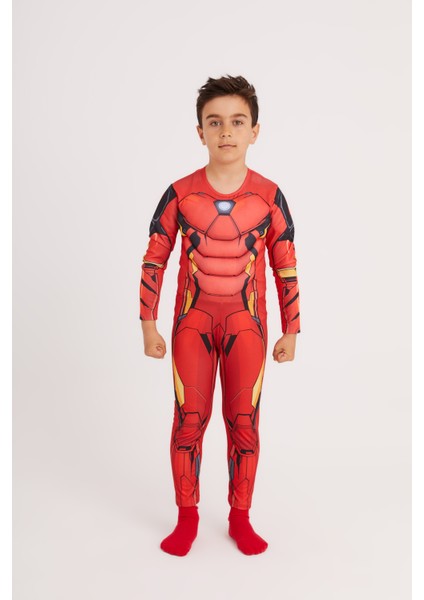 Trio Disney-Marvel ORJİNAL LİSANSLI KASLI IRONMAN KOSTÜM / Demir Adam Çocuk Parti Kıyafet / 2-3 Yaş