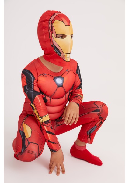 Trio Disney-Marvel ORJİNAL LİSANSLI KASLI IRONMAN KOSTÜM / Demir Adam Çocuk Parti Kıyafet / 2-3 Yaş