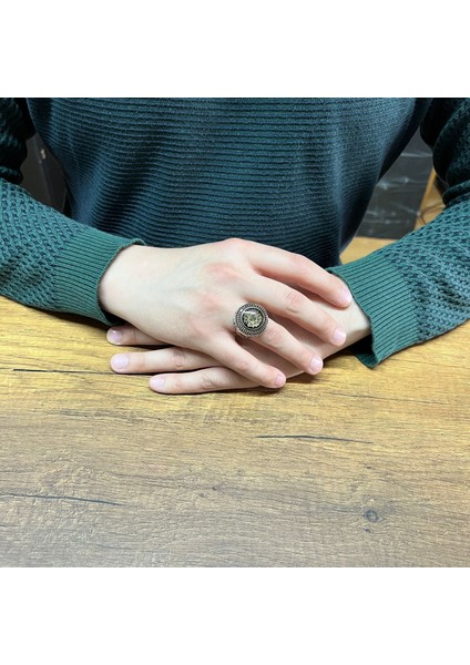 Hz Süleyman Mührü Işlemeli Zirkon Taşlı Gümüş Erkek Yüzük modelleri