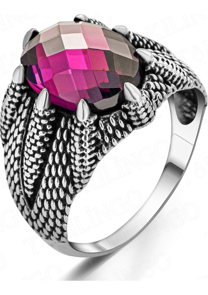 925 Ayar Gümüş Ametist Taşlı Pençeli Erkek Yüzük fiyatları