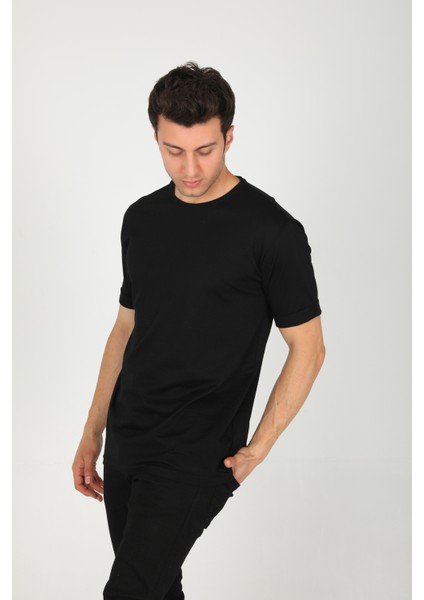 Erkek Bisiklet Yaka Basic Rahat Kalıp Pamuklu T-Shirt AC-Y38599LNS