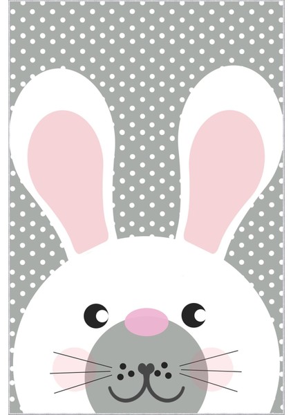 Çocuk Halısı Figürlü Tavşan Gri Kaydırmaz Kesme Yıkanabilir Ince Halı fiyatları