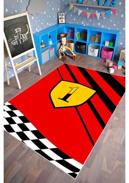 Çocuk Halısı Figürlü Kırmızı Kaydırmaz Kesme Yıkanabilir Ince Halı