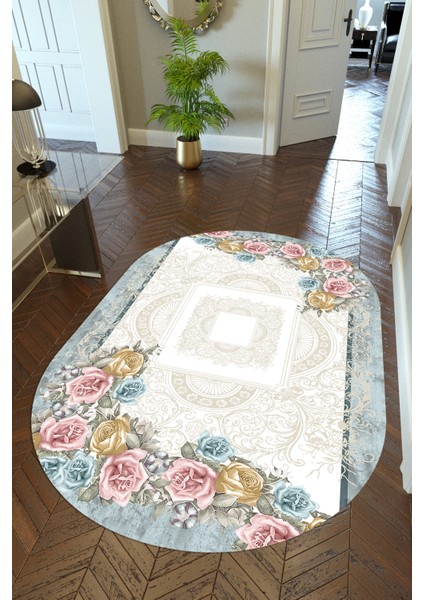 Yolluk Beyaz Krem Turkuaz Pembe Kaymaz Kesme Yıkanabilir Ince Dijital Baskı Koridor Halısı