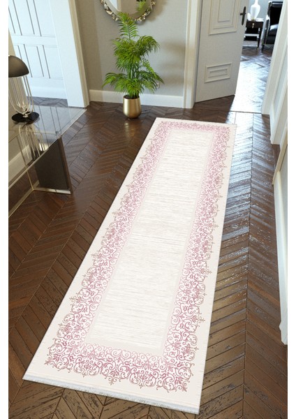 Yolluk Gri Beyaz Bordo Kaymaz Kesme Yıkanabilir Ince Dijital Baskı Koridor Halısı