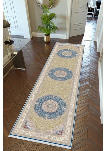 Yolluk Salon Halısı Haki Kaymaz Kesme Yıkanabilir Ince Dijital Baskı Koridor Halısı