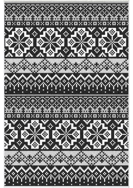 Yolluk Kilim Desenli Otantik Siyah Gri Kaymaz Kesme Yıkanabilir Ince Dijital Baskı Koridor Halısı