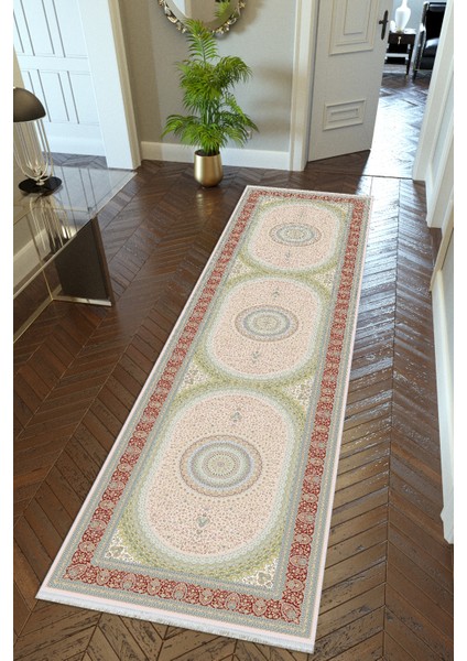 Yolluk Salon Halısı Bej Kaymaz Kesme Yıkanabilir Ince Dijital Baskı Koridor Halısı