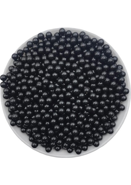 Deliksiz Inci Boncuk, Deliksiz 6mm Siyah Plastik Çakma Incisi (25GR,~650 Adet)