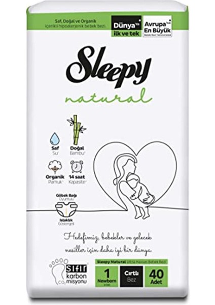 Sleepy Natural Bebek Bezi 1 Numara Yenidoğan