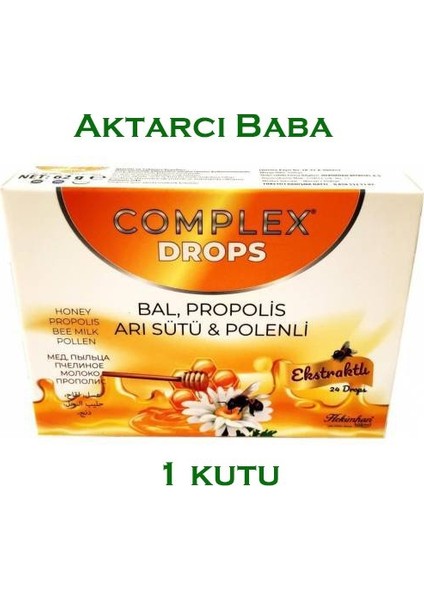 Organik Complex Bitkisel Drops Boğaz Pastili Bal, Propolis, Arı Sütü ve Polenli 24 Drops