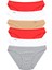 Kadın 12 Lı Elastan Düz Pamuklu Slip (Ten-Kırmızı-Beyaz-Gri) - Standart 2