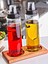 2 Adet 500 ml Ahşap Altlık Standlı Yağdanlık Damlatmaz Akıllı Cam Yağlık 4