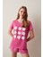 Fuşya Slogan Baskılı Tişört Pijama Üstü 3
