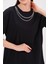 Siyah Zincir Detaylı Oversize T-Shirt 5