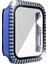 Çift Sıra Pırlanta Pc + Temperli Cam Watch Uyumlu Kılıf Apple Watch Uyumlu Serisi 6 Se 5 4 40MM Lacivert (Yurt Dışından) 2