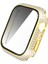 Pırlanta Pc + Temperli Cam Watch Uyumlu Kılıf Apple Watch Uyumlu Series 7 41MM Altın (Yurt Dışından) 2