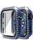 Çift Sıra Pırlanta Pc + Temperli Cam Saat Kılıf Apple Watch Uyumlu Serisi 6 Se 5 4 44MM Mavi (Yurt Dışından) 4