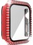 Çift Sıra Pırlanta Pc + Temperli Cam Saat Kılıf Apple Watch Uyumlu Serisi 6 Se 5 4 44MM Kırmızı (Yurt Dışından) 2