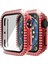 Çift Sıra Pırlanta Pc + Temperli Cam Saat Kılıf Apple Watch Uyumlu Serisi 6 Se 5 4 44MM Kırmızı (Yurt Dışından) 4