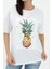 Bisiklet Yaka Ananas Baskılı Süprem T-Shirt - Beyaz 4