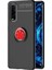 Oppo Find X2 Kılıf Yüzüklü Silikon Range - Siyah-Kırmızı 1