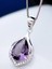 Ametist Damla Kolye 0,10 Karat Zirkon Taş Süslemeli Doğal Taş Kolye Gümüş Renk 1