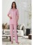 Pembe Önden Düğmeli Kadın Pijama Takımı 1