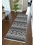 Yolluk Kilim Desenli Otantik Siyah Gri Kaymaz Kesme Yıkanabilir Ince Dijital Baskı Koridor Halısı 1