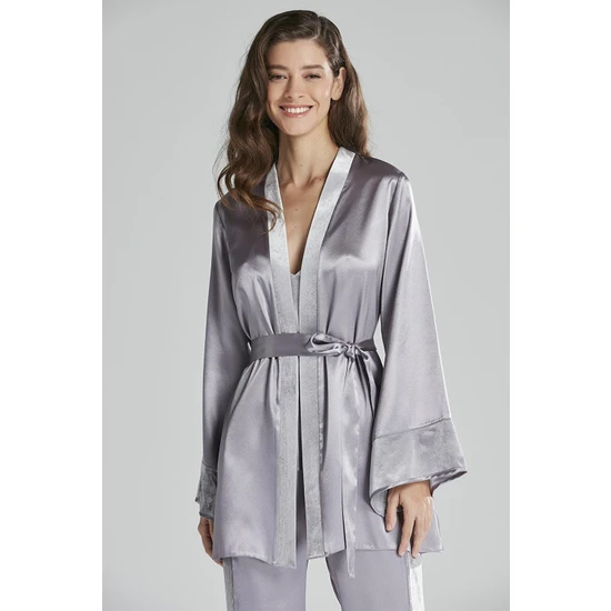 Pierre Cardin 2040 Üçlü Kadife - Saten Pijama Takımı