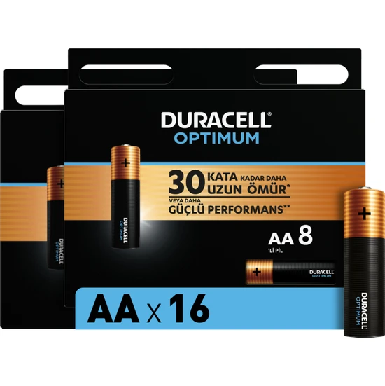 Duracell Optimum Aa Alkalin Pil, 1,5 V Lr6 MN1500, 16’li Paket