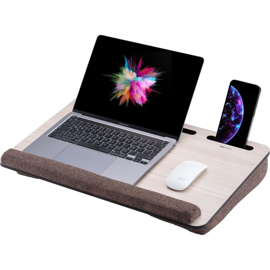 Vigo Wood Minderli LS022 Laptop Sehpası 15.6" ve 17.3" Taşınabilir Notebook, Tablet ve Telefon Bölmeli Masa