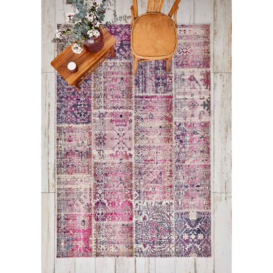 Kaşmir Halı 7/24 Alaca Kırkyama Pembe 80X150 cm Fiyatı