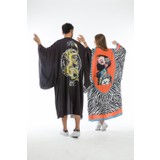 Elif Töngel Kimono Siyah Ejder Baskili Dijital Desen