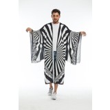 Elif Töngel Kimono Siyah Beyaz Sushi Baskili Dijital Desen