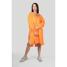 Pua Fashion Orange Kalpli Kapşonlu Trench