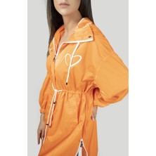 Pua Fashion Orange Kalpli Kapşonlu Trench