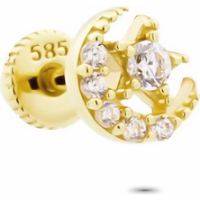 Glorria Altın Ay Yıldız Helix Piercing