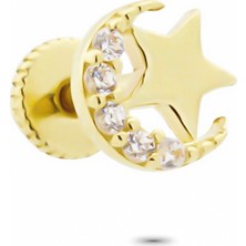 Glorria Altın Ay Yıldız Helix Piercing