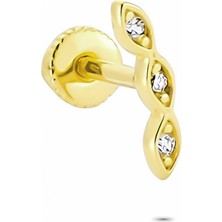 Glorria Altın Üç Taş Helix Piercing