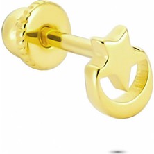 Glorria Altın Ay Yıldız Helix Piercing